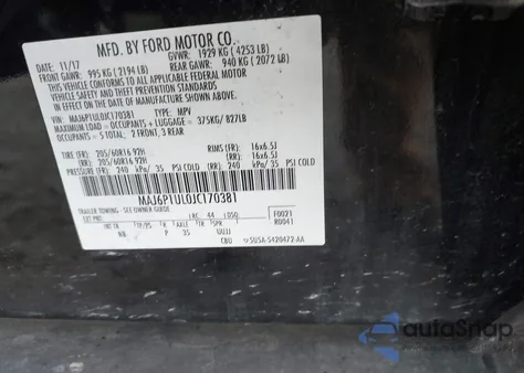 2018 Ford Ecosport Se из США, поврежденный, VIN MAJ6P1UL0JC170381